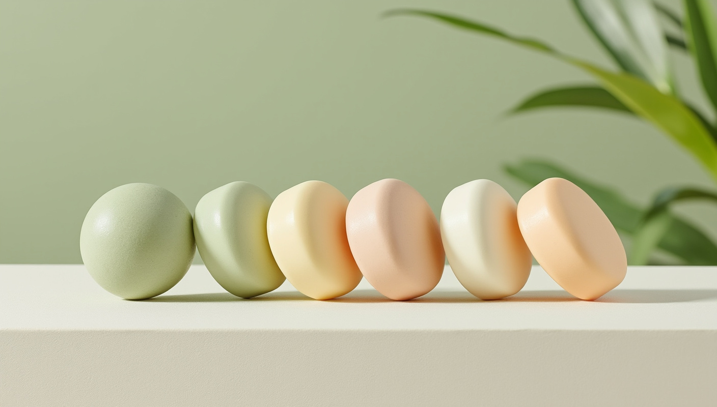 Verschiedene feste Shampoo-Bars nebeneinander zum Vergleich